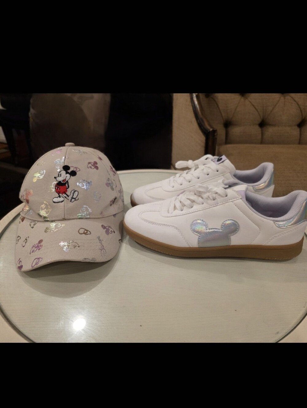 Disney Mickey Mouse sneakers and cap set in pink and white